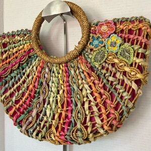 Cappelli Colorful Woven Women's pink lined Bag